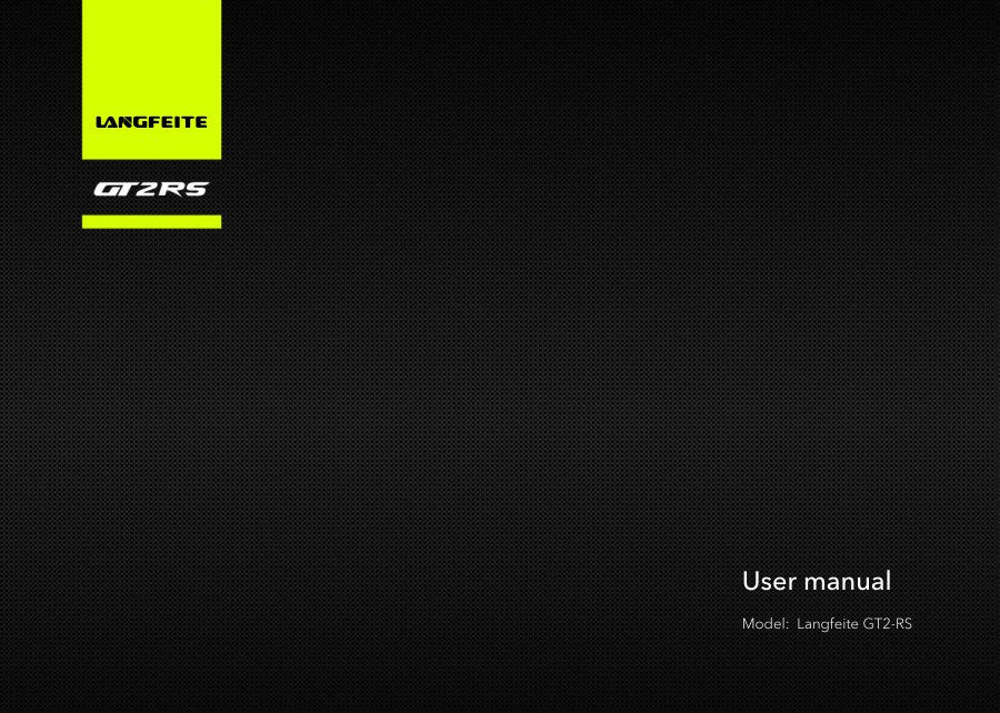 Original LANGFEITE manual Langfeite GT2 RS — cover